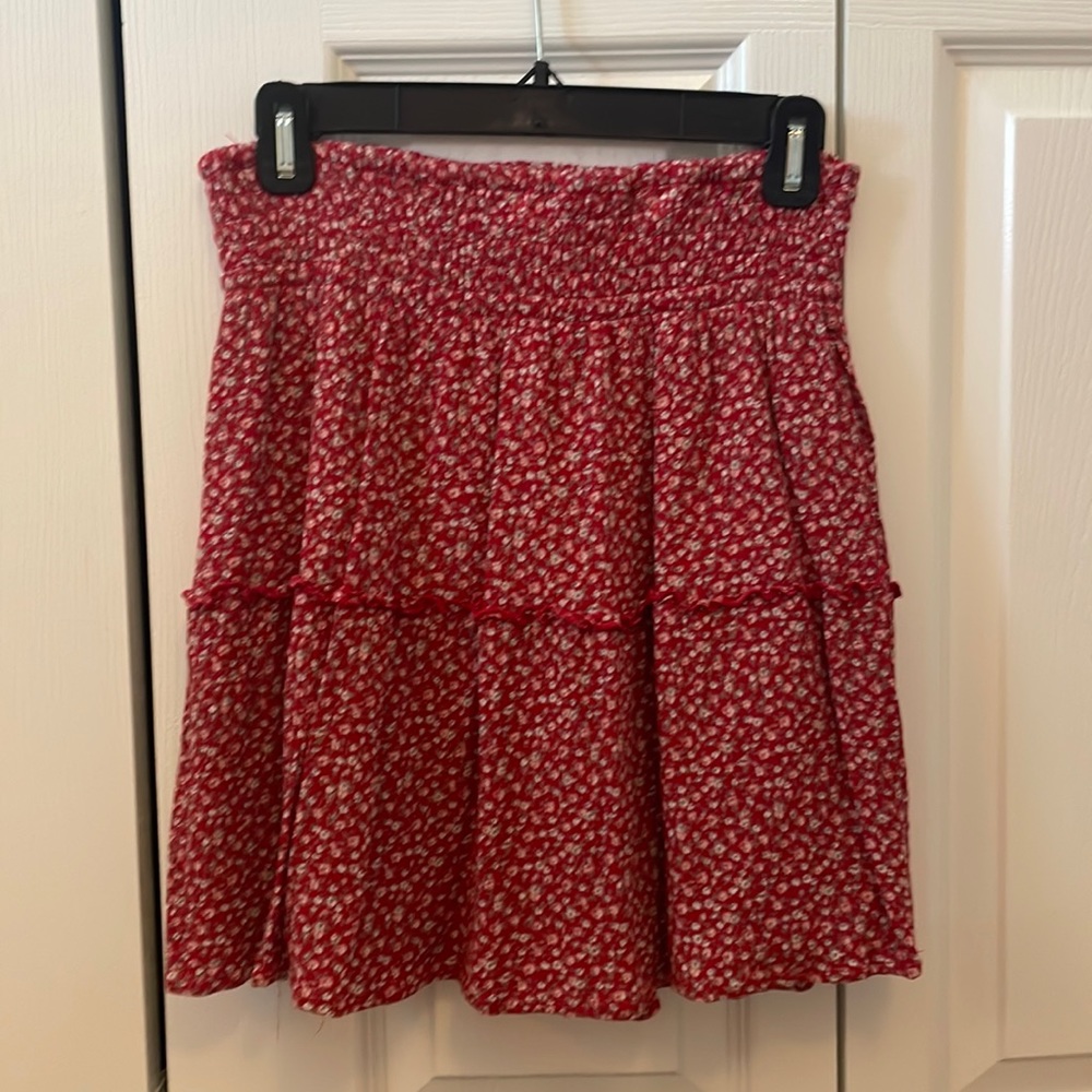 Holister Red Floral Mini Skirt